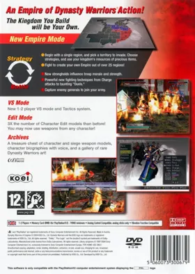 Dynasty Warriors 4 - Empires box cover back
